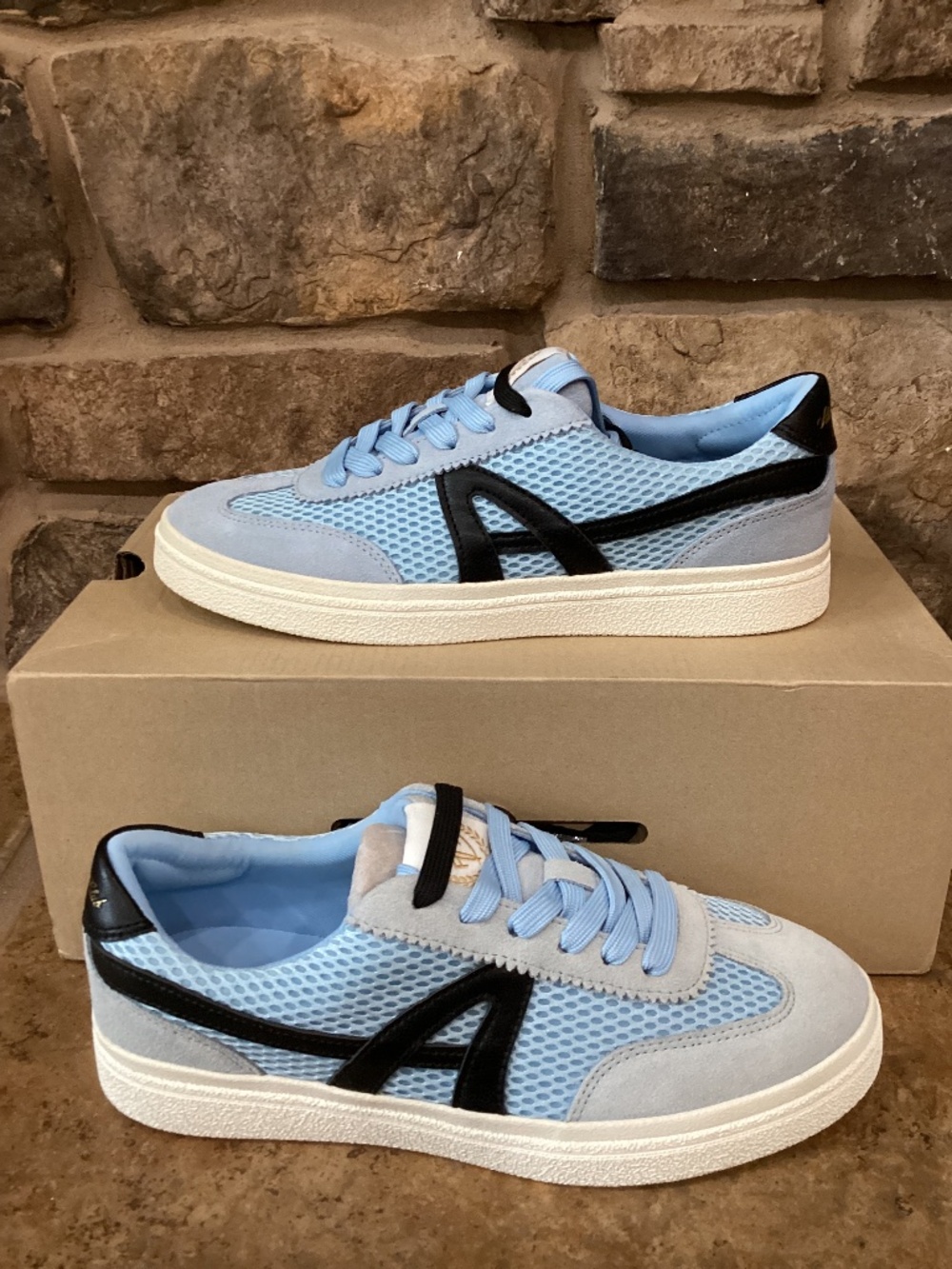 Aldo Club Trainer 450 Mens‎ Sneaker Shoes 7.5 Light Blue Black Lace New In Box